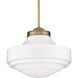 Ingalls 1 Light 16 inch Modern Brass Pendant Ceiling Light in Vintage Milk Glass, Large